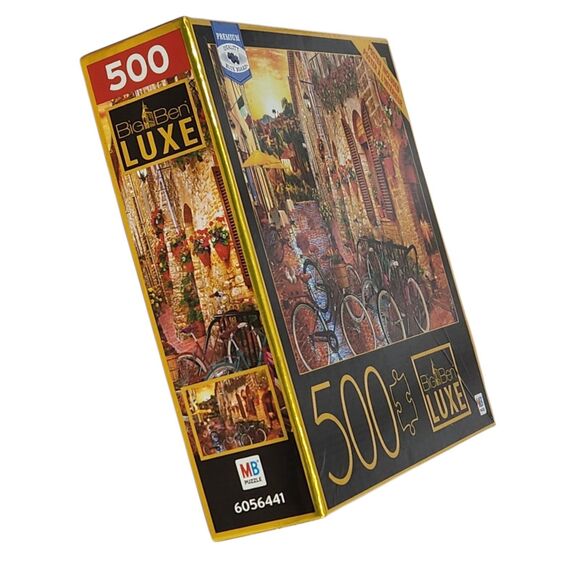 Biking in Tuscany 500 Piece Puzzle MB Big Ben Luxe Premium Quality Blue Board - Picture 3 of 10